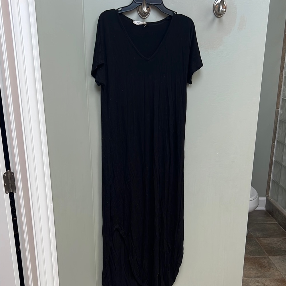 Jolie Black Casual Sheath Maxi Dress